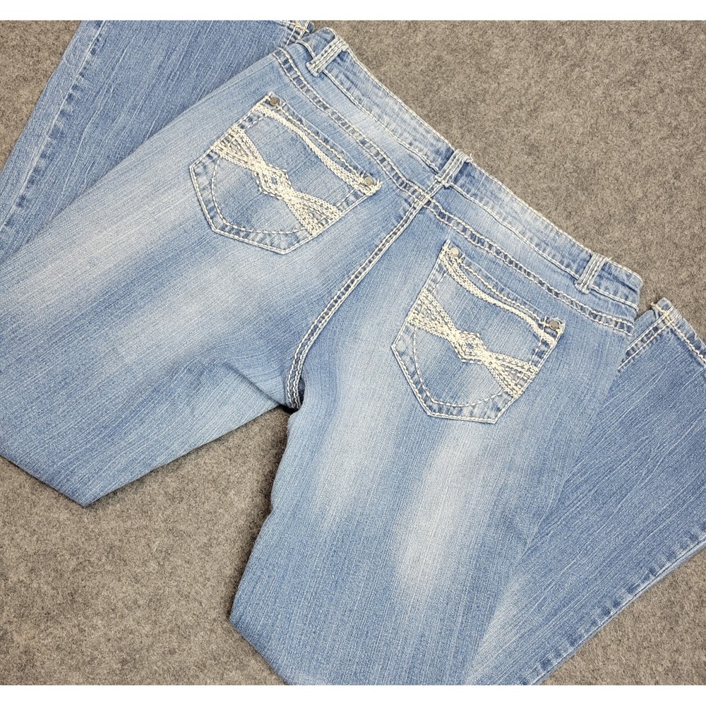 Mudd Jeans Womens 17 Distressed Thick Stitch Bootcut Leg Western Cowgirl Ranch